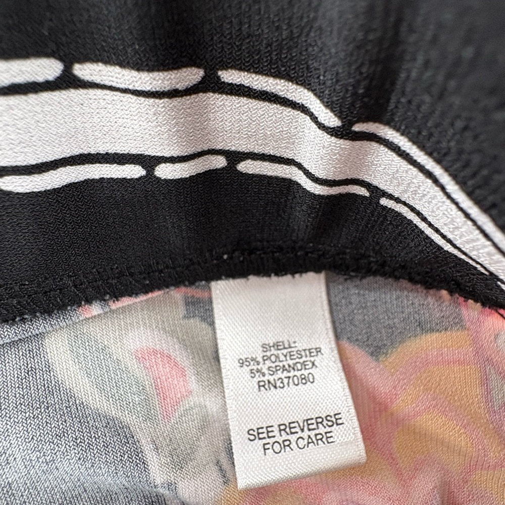 Women’s Wide-Leg Black Striped Pants with Floral Side Panels Size 18/20 - Picture 5 of 10